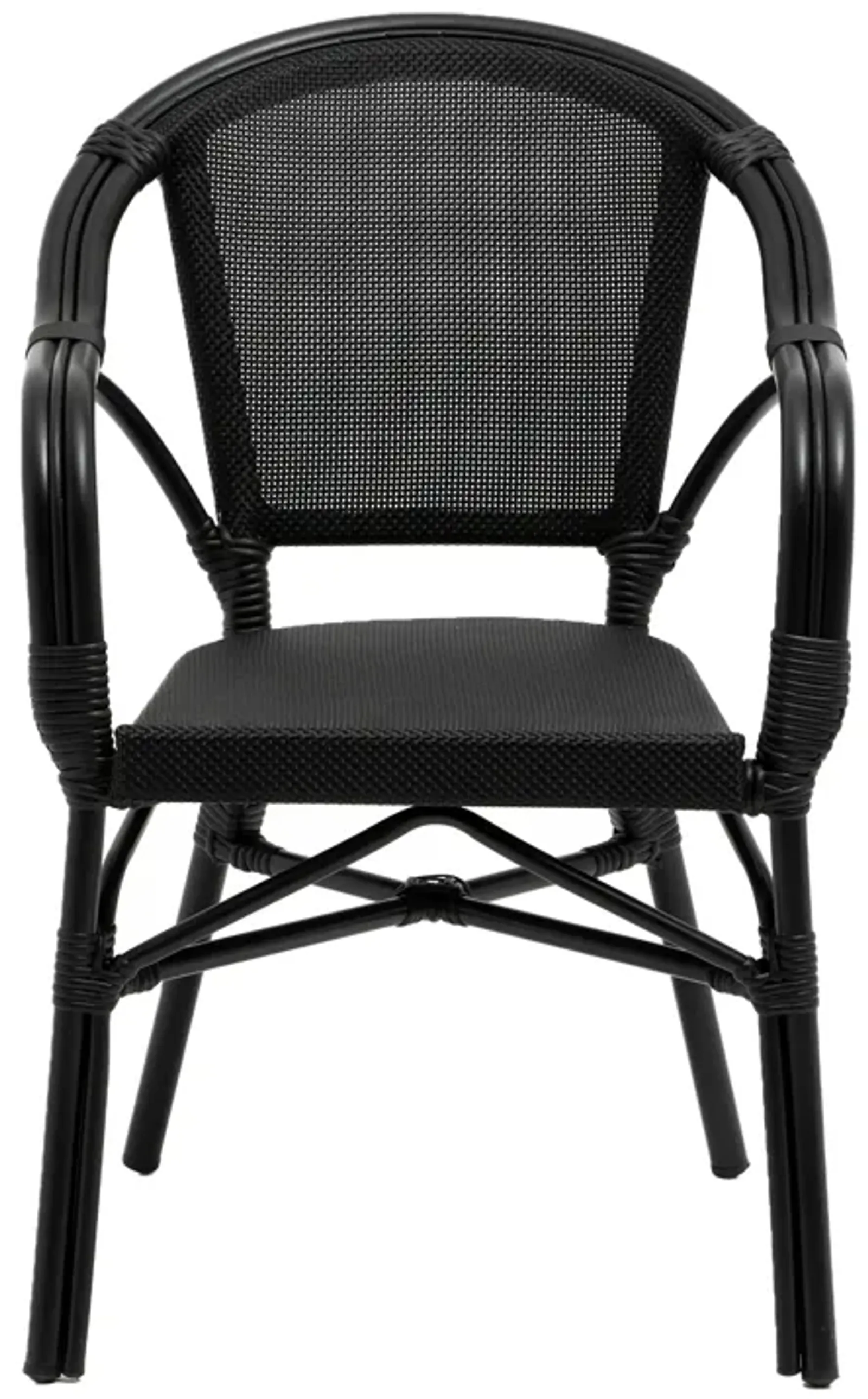 Ivan Stacking Armchair in Black Textylene Mesh with Black Frame - Set of 2