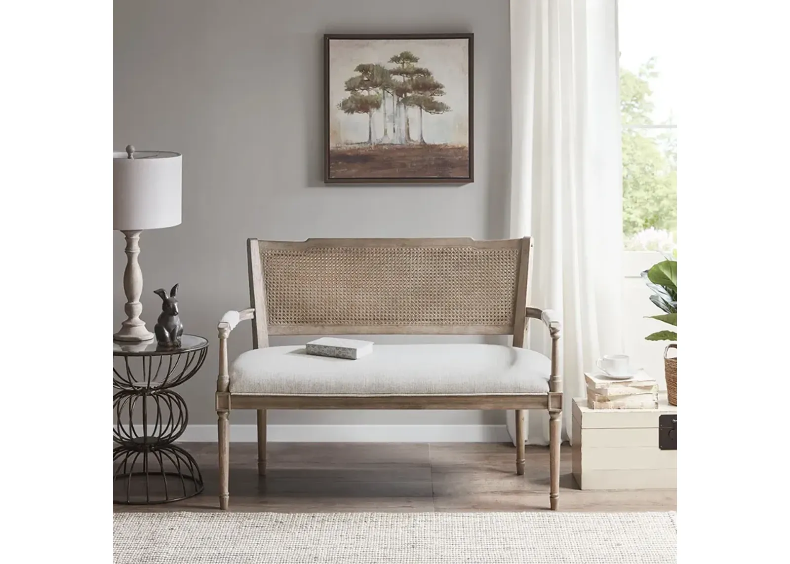 Madison Park Willshire Beige/ Reclaimed Natural Settee