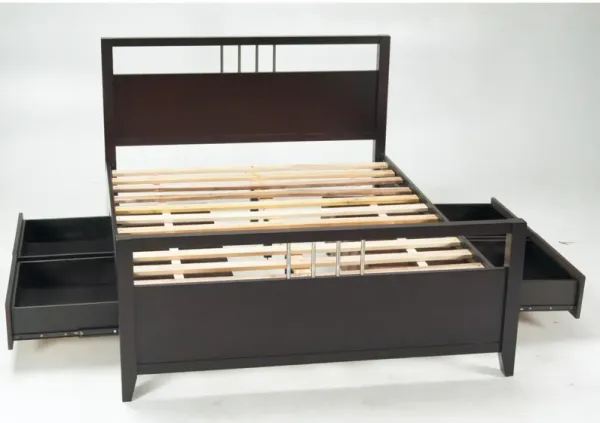 Nevis Queen-Size Platform Storage Bed In Espresso