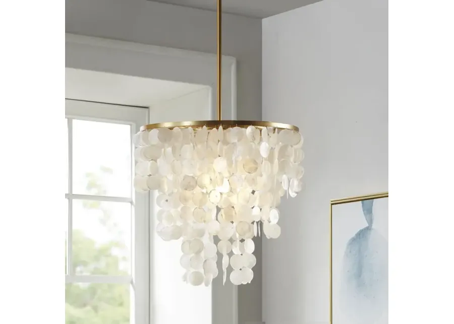 Urban Habitat Isla White Layered Capiz Chandelier