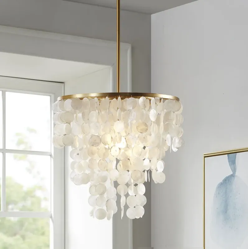 Urban Habitat Isla White Layered Capiz Chandelier