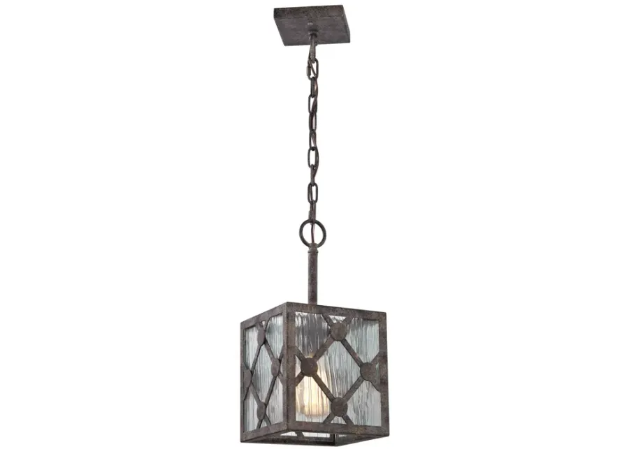 Radley 1-Light Mini Pendant in Malted Rust with Clear Raindrop Glass Panels