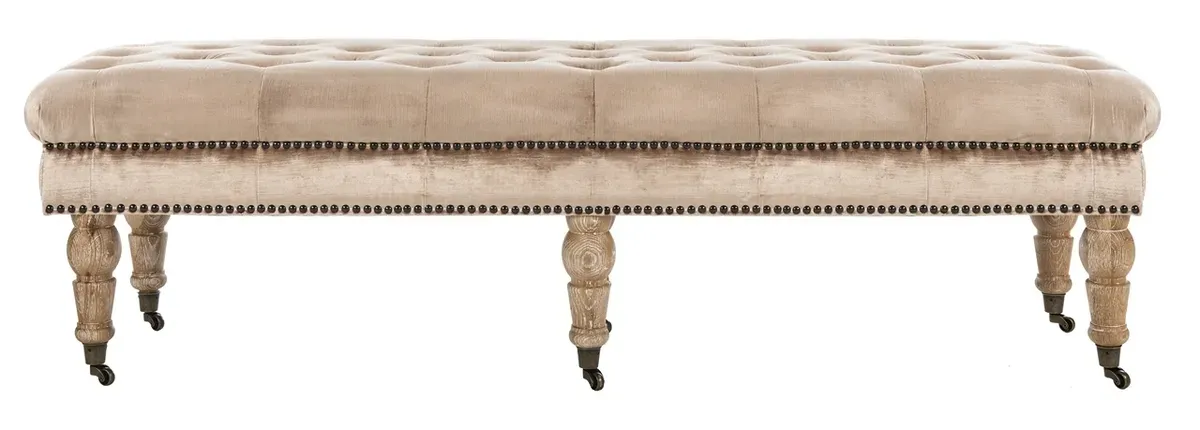 BARNEY TUFTED  BENCH - BRASS NAIL HEADS