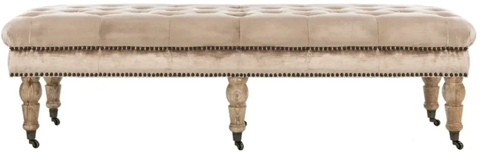 BARNEY TUFTED  BENCH - BRASS NAIL HEADS