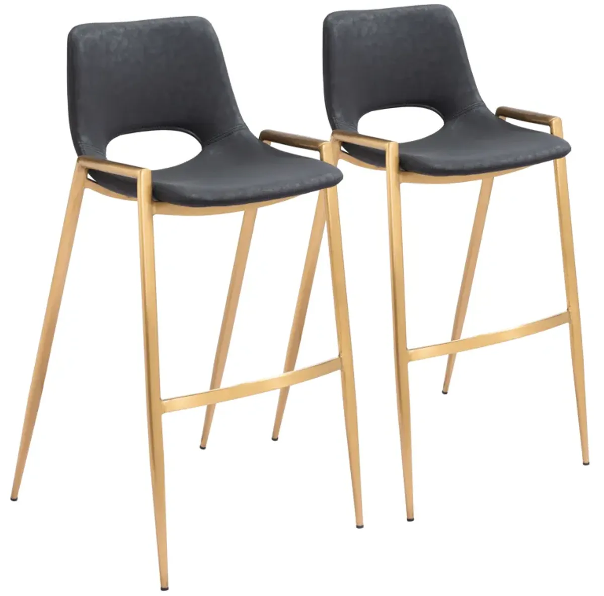 Desi Barstool (Set of 2) Black & Gold