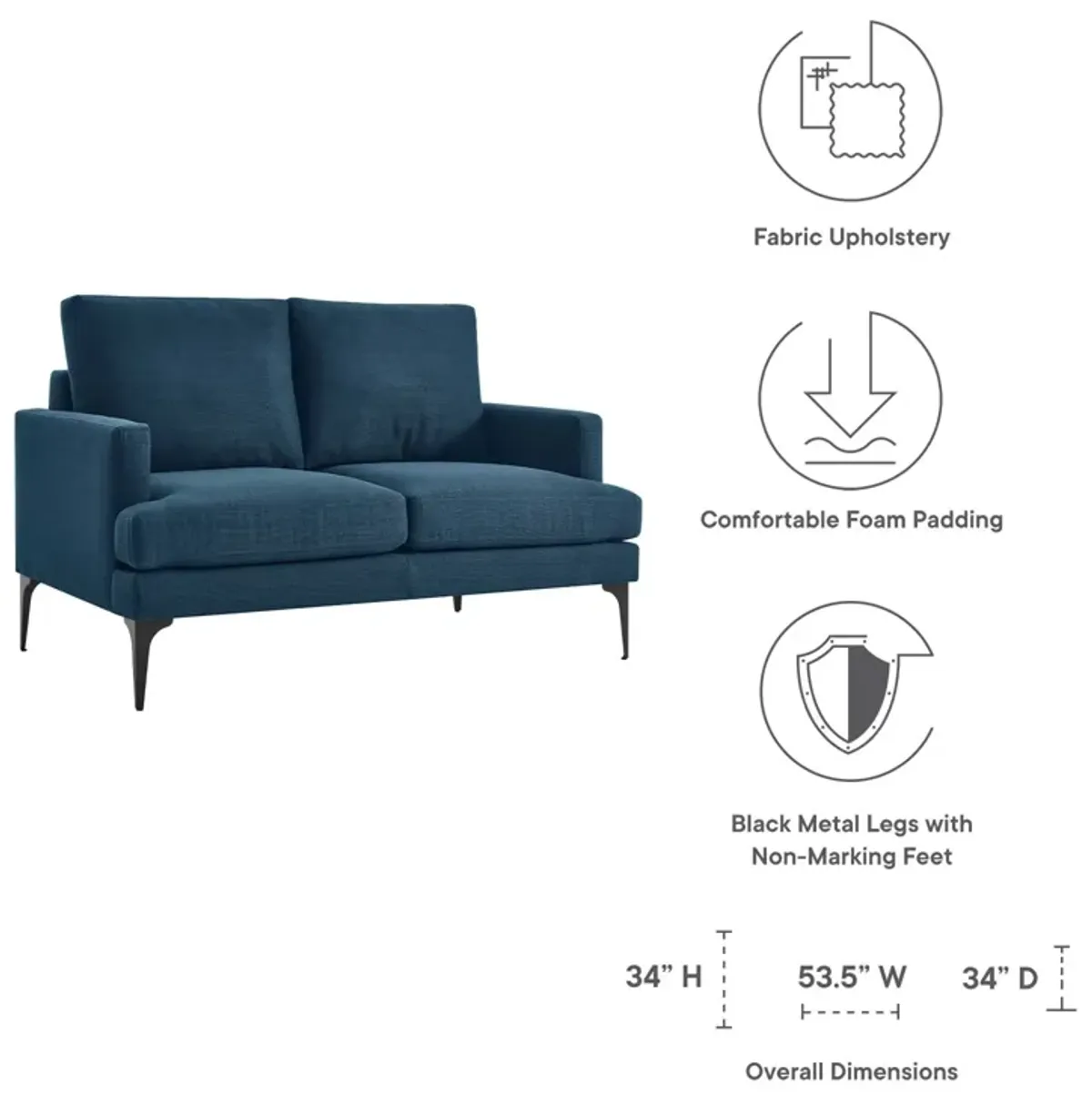 Evermore Upholstered Fabric Loveseat