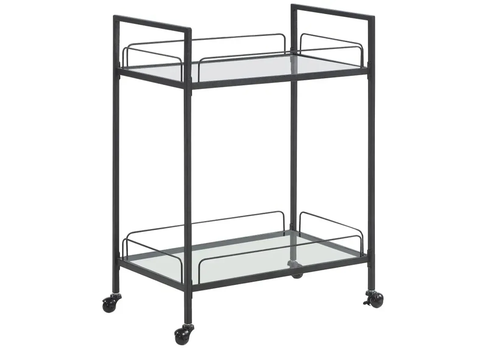 Curltis Serving Cart with Glass Shelves Clear and Black