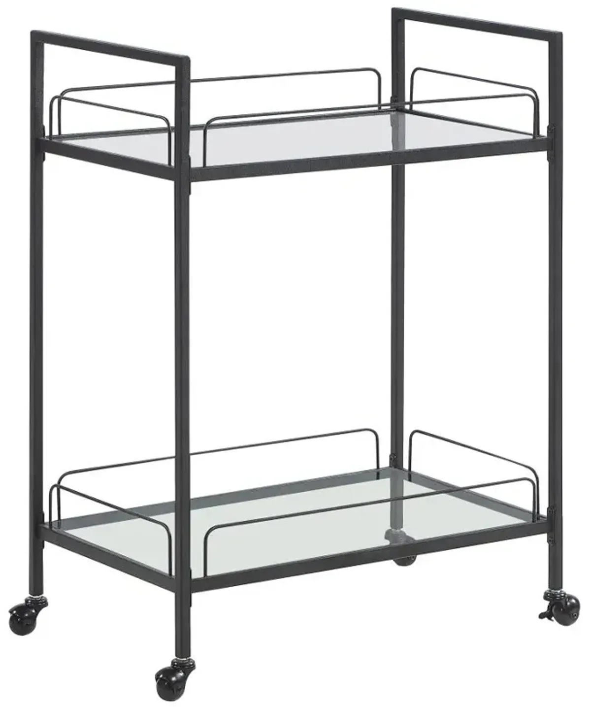 Curltis Serving Cart with Glass Shelves Clear and Black