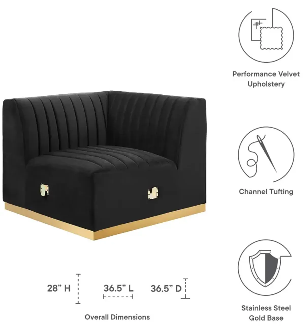 Conjure Channel Tufted Performance Velvet Right Corner Chair