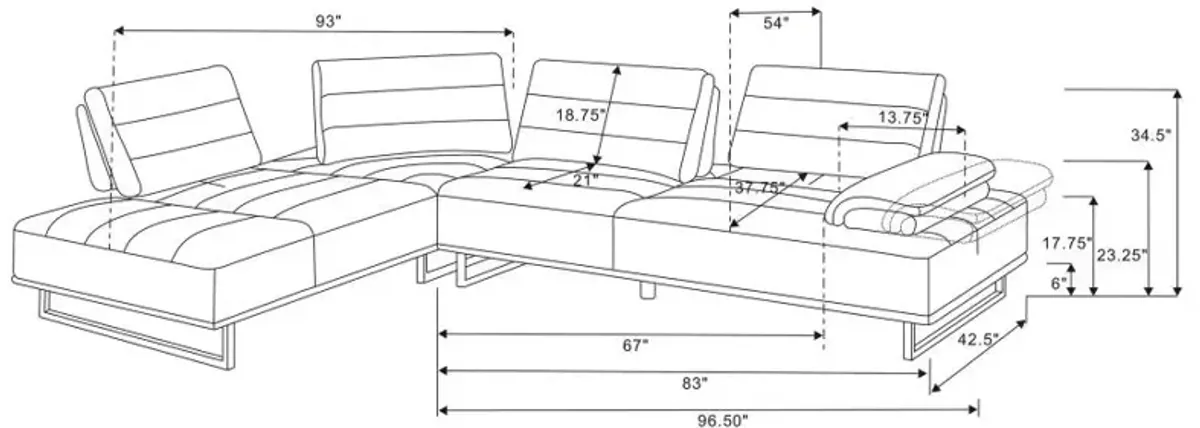 Arden 2-piece Adjustable Back Sectional Taupe