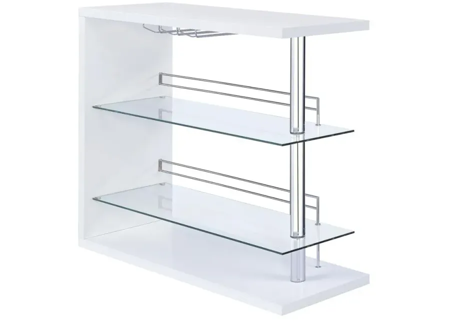 Prescott Rectangular 2-shelf Bar Unit Glossy White