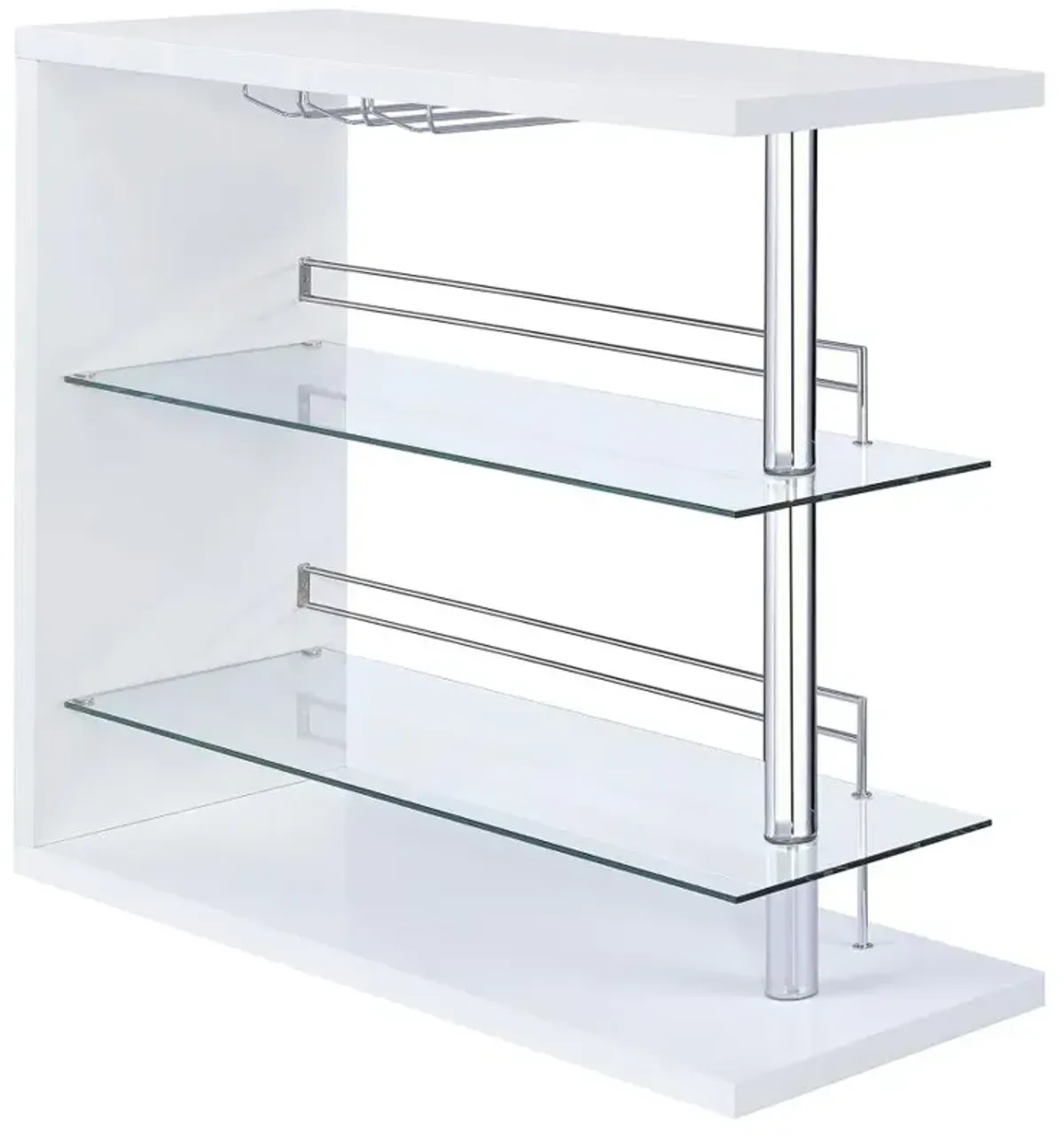 Prescott Rectangular 2-shelf Bar Unit Glossy White