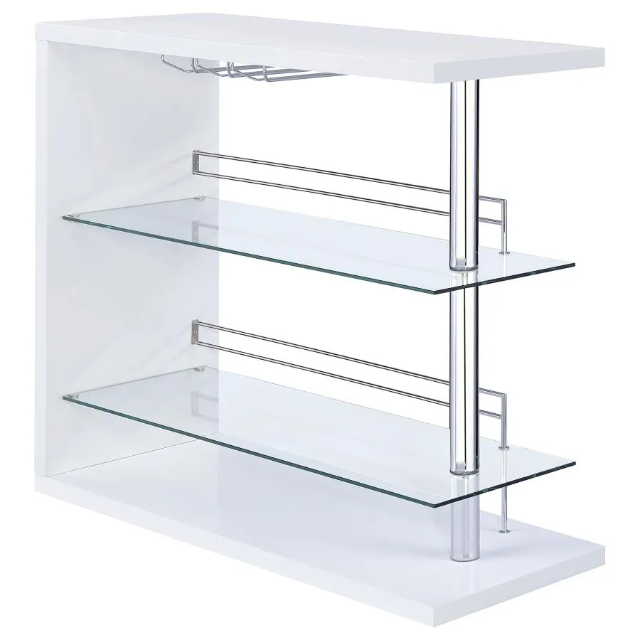 Prescott Rectangular 2-shelf Bar Unit Glossy White