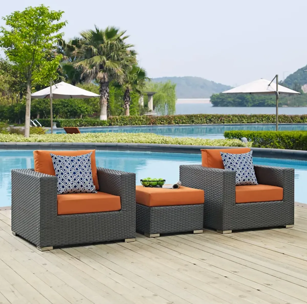 Sojourn 3 Piece Outdoor Patio Sunbrella® Sectional Set