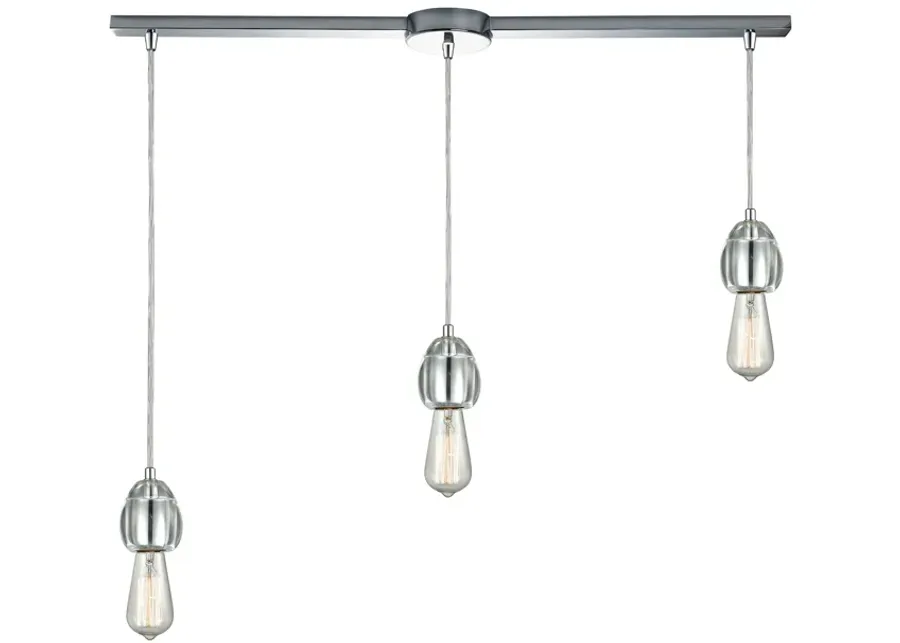 Socketholder 38" Wide 3-Light Mini Pendant - Polished Chrome