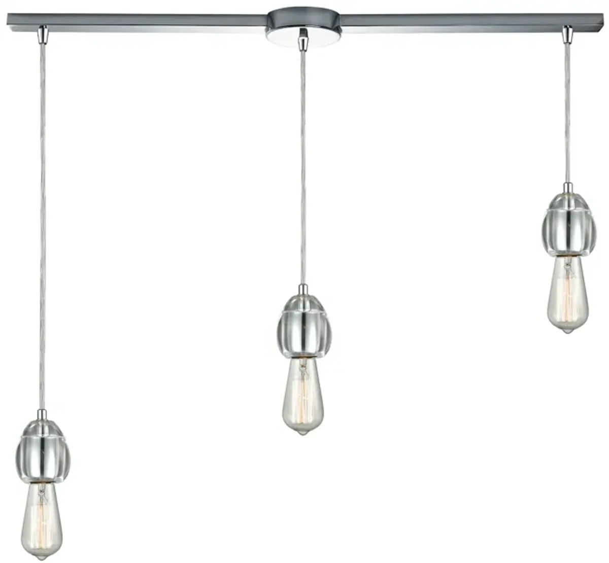 Socketholder 38" Wide 3-Light Mini Pendant - Polished Chrome