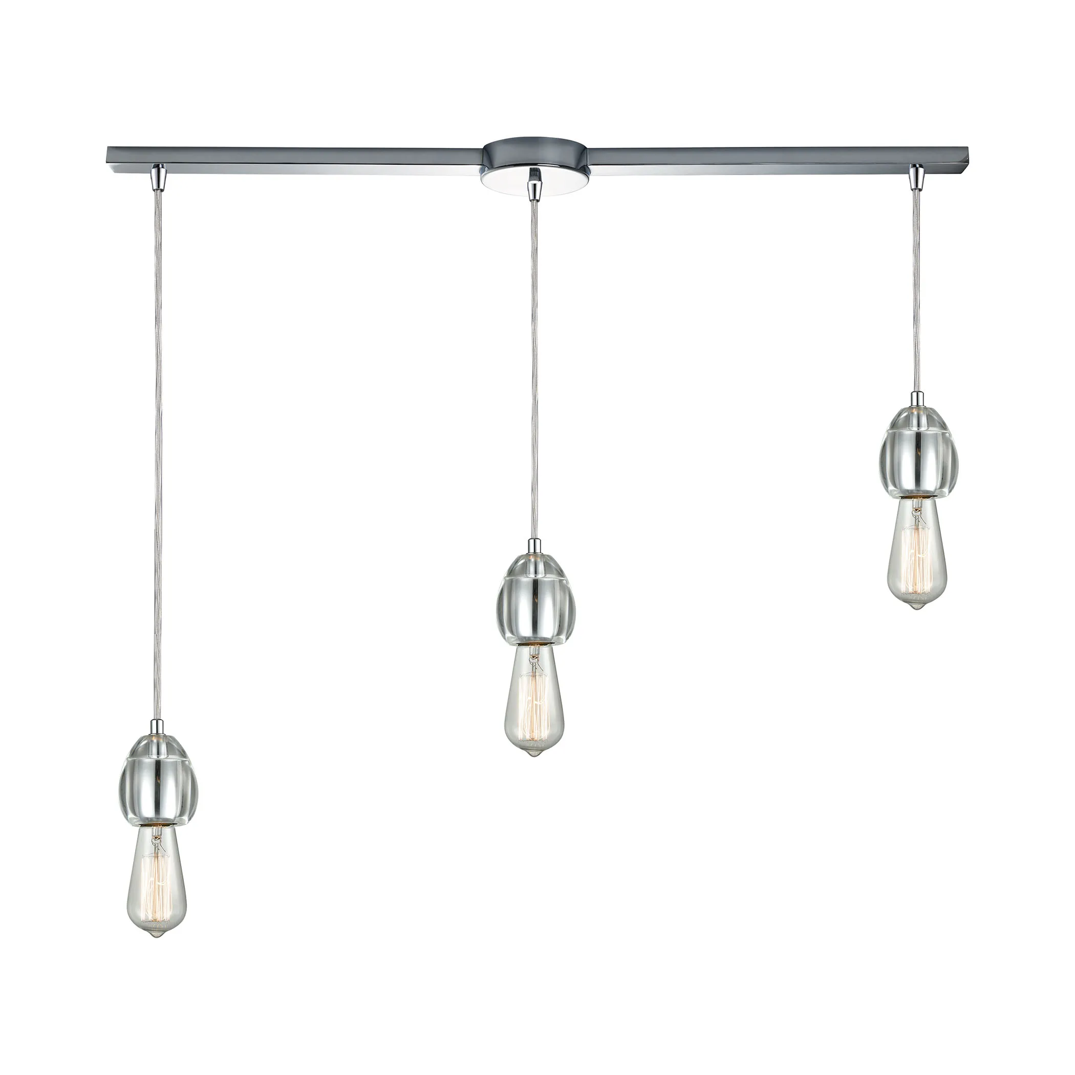 Socketholder 38" Wide 3-Light Mini Pendant - Polished Chrome