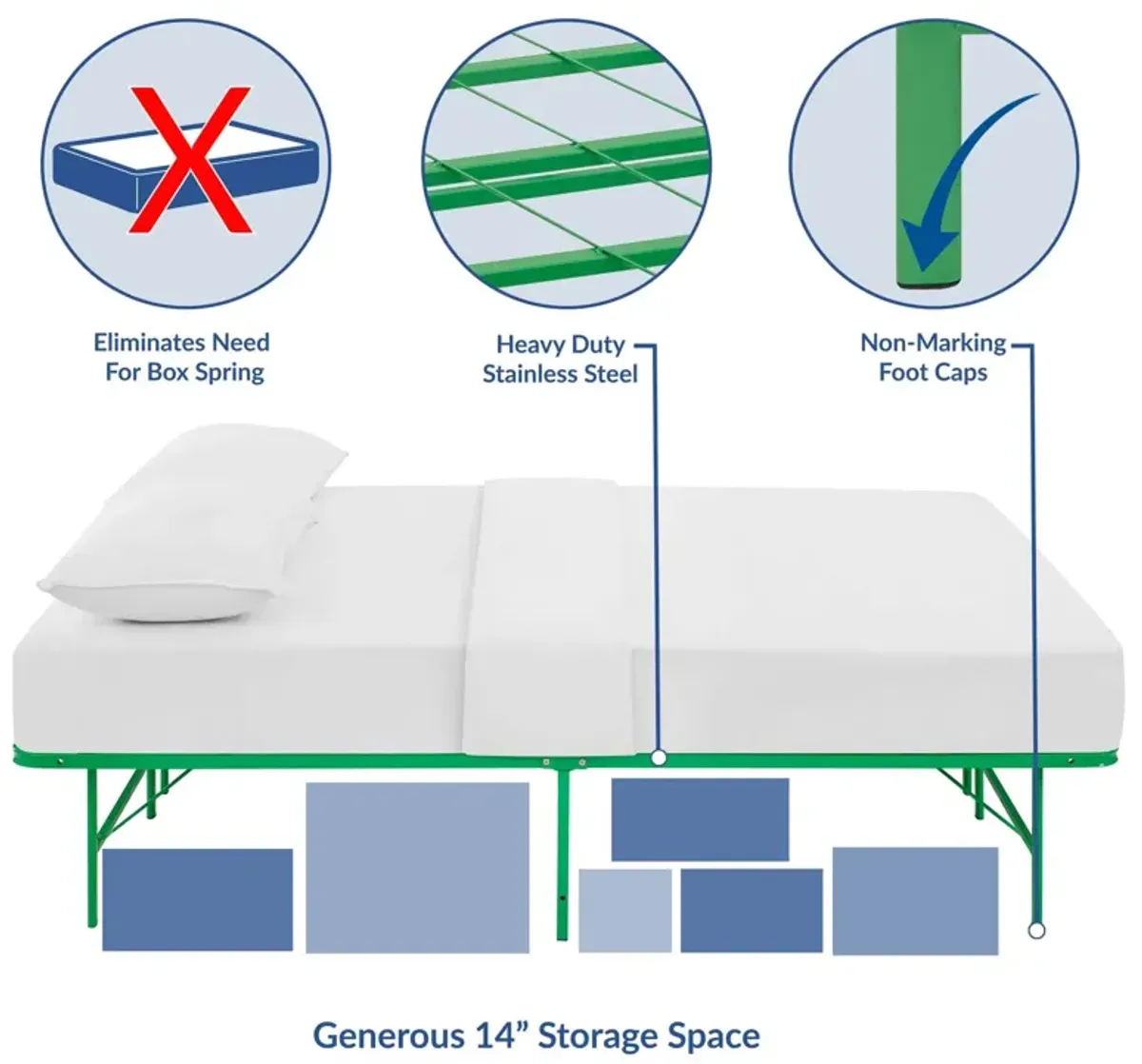 Horizon Queen Stainless Steel Bed Frame