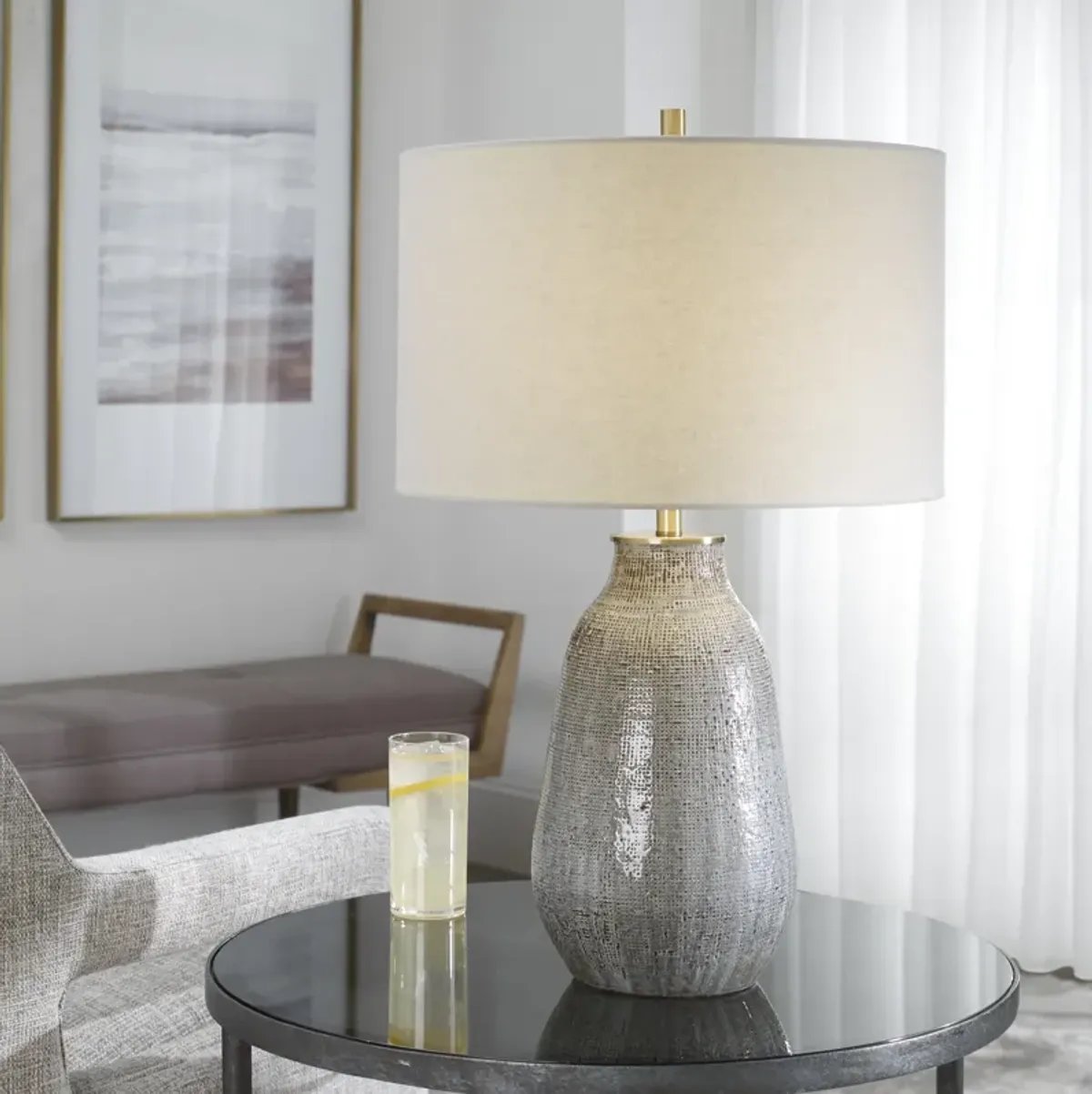 Monacan Gray Textured Table Lamp