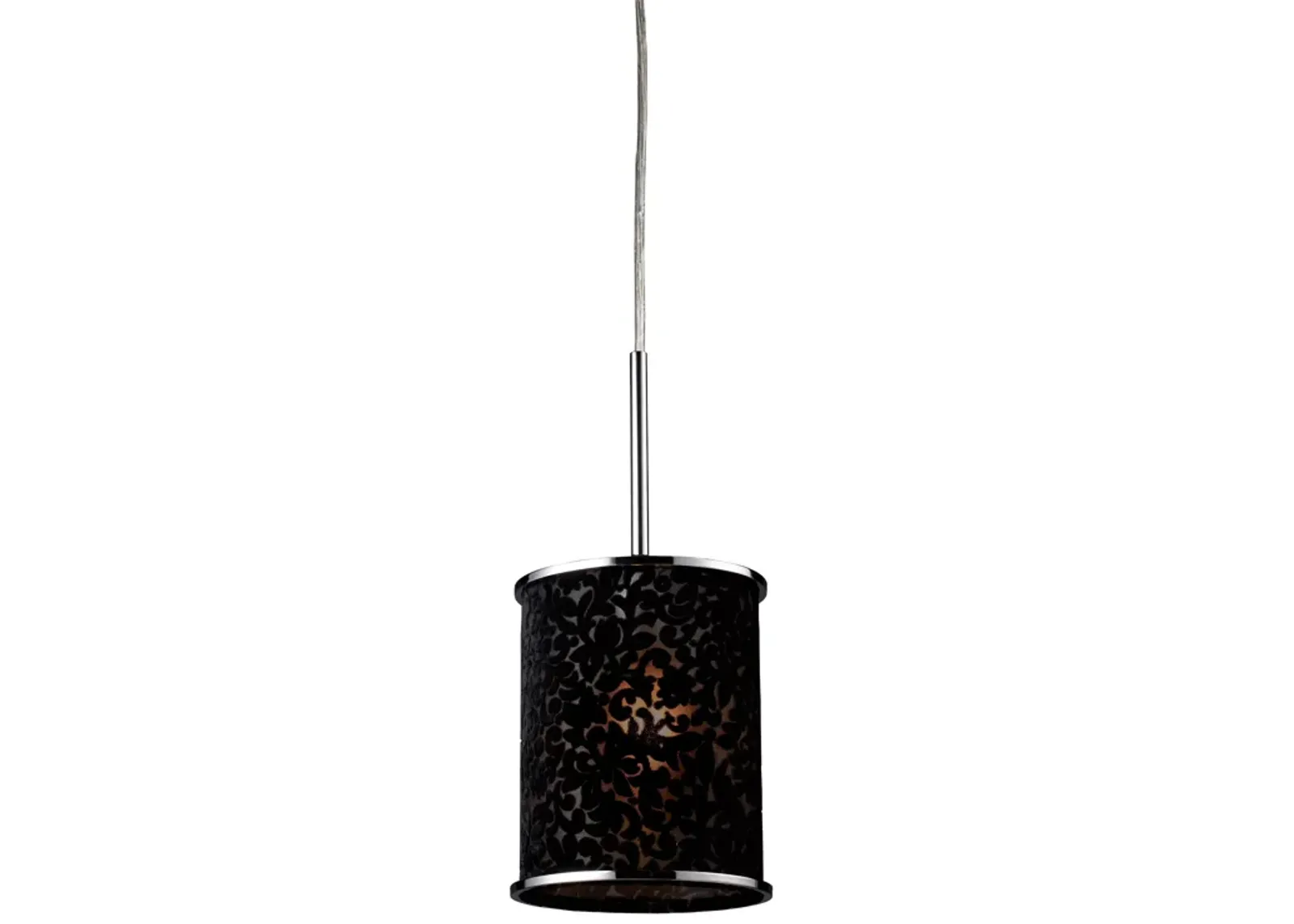 Fabrique 1-Light Drum Pendant in Polished Chrome and Velvet Black Shade