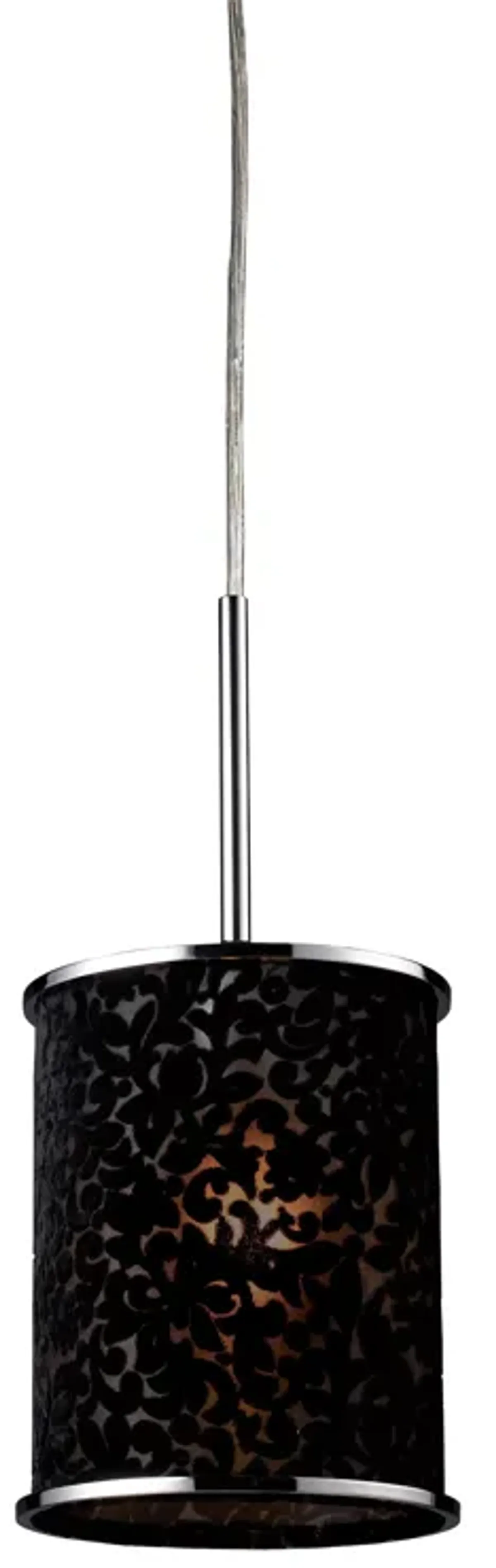 Fabrique 1-Light Drum Pendant in Polished Chrome and Velvet Black Shade