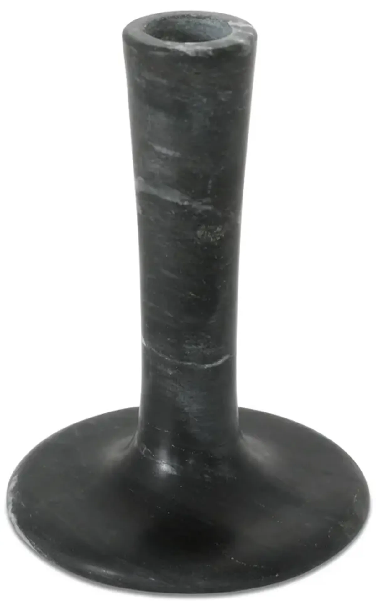 East Tall Candle Holder Black Veined Marble