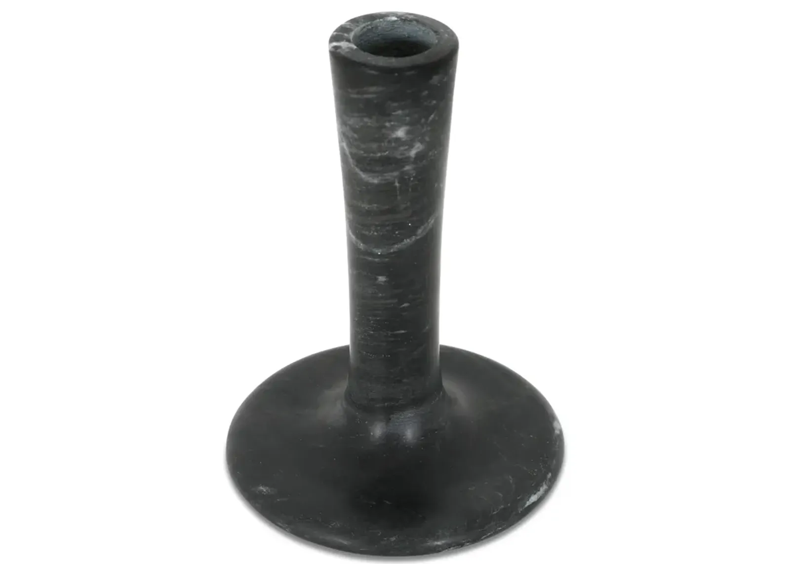 East Tall Candle Holder Black Veined Marble