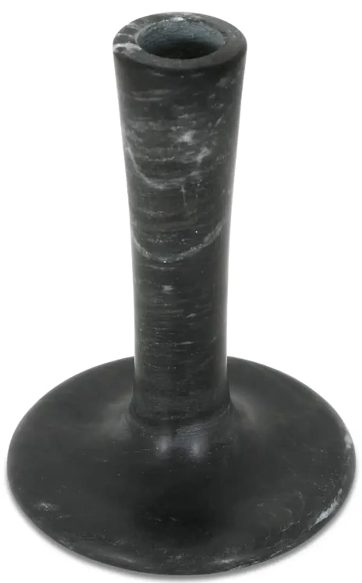 East Tall Candle Holder Black Veined Marble