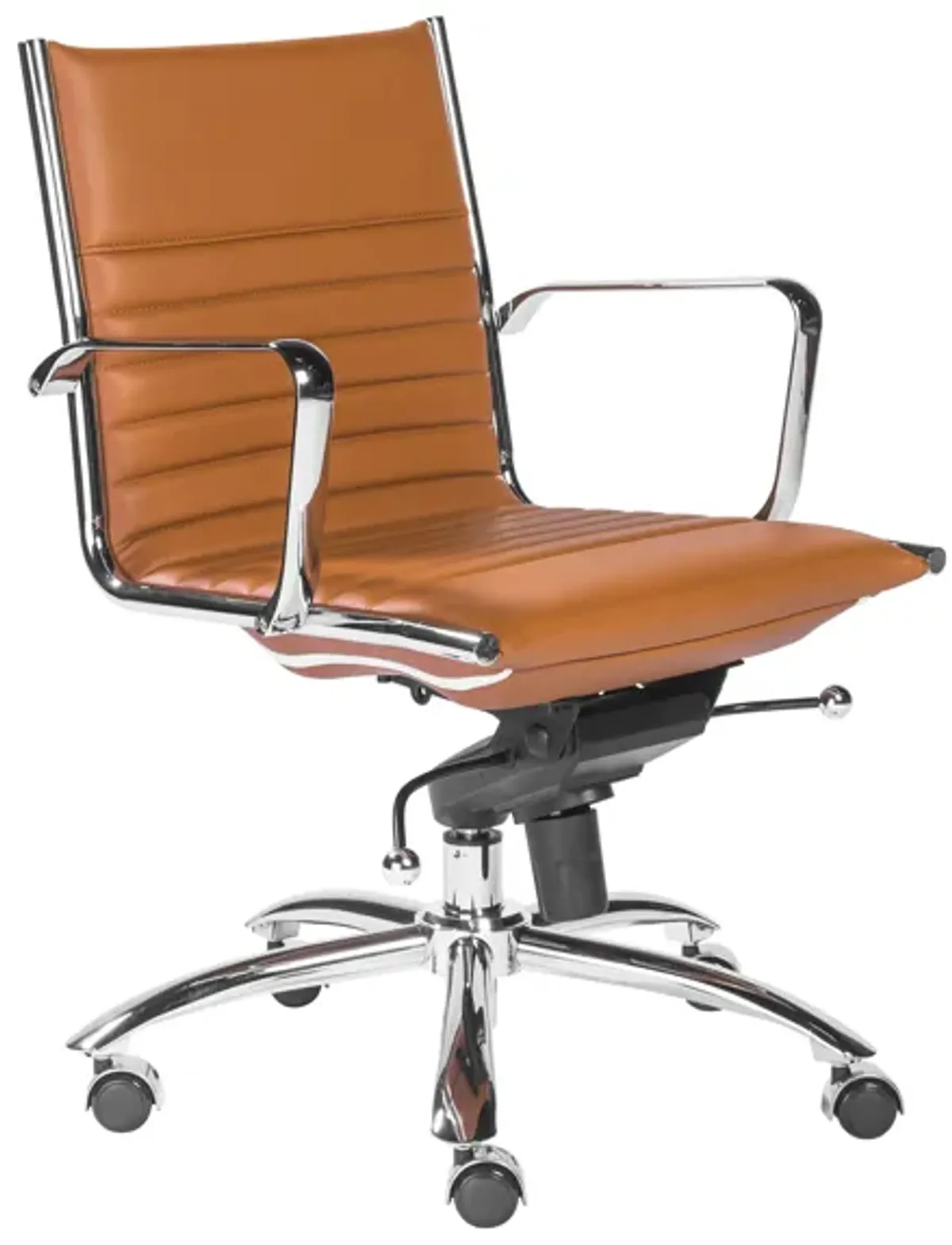 Dirk Low Back Office Chair in Cognac with Chrome Base