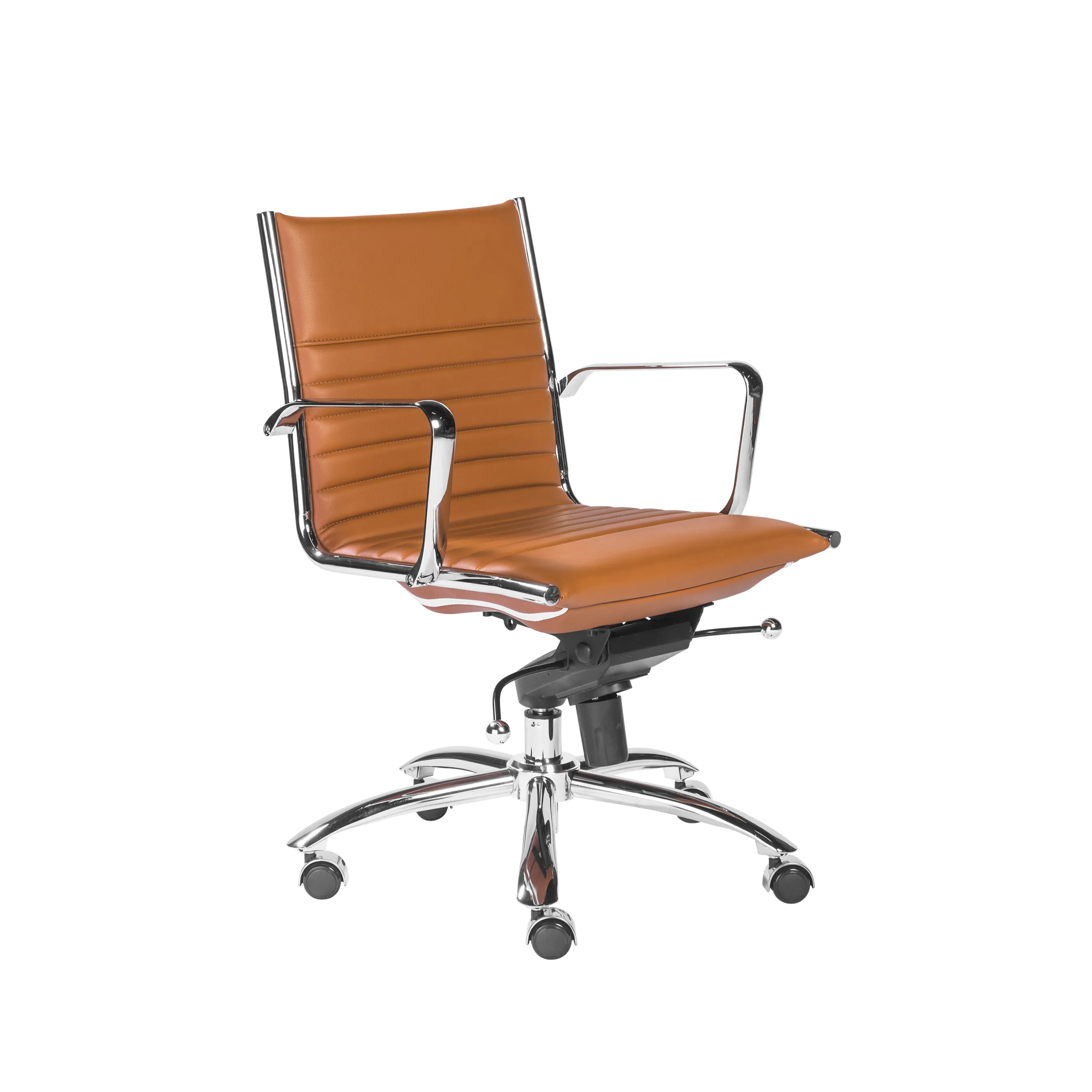 Dirk Low Back Office Chair in Cognac with Chrome Base