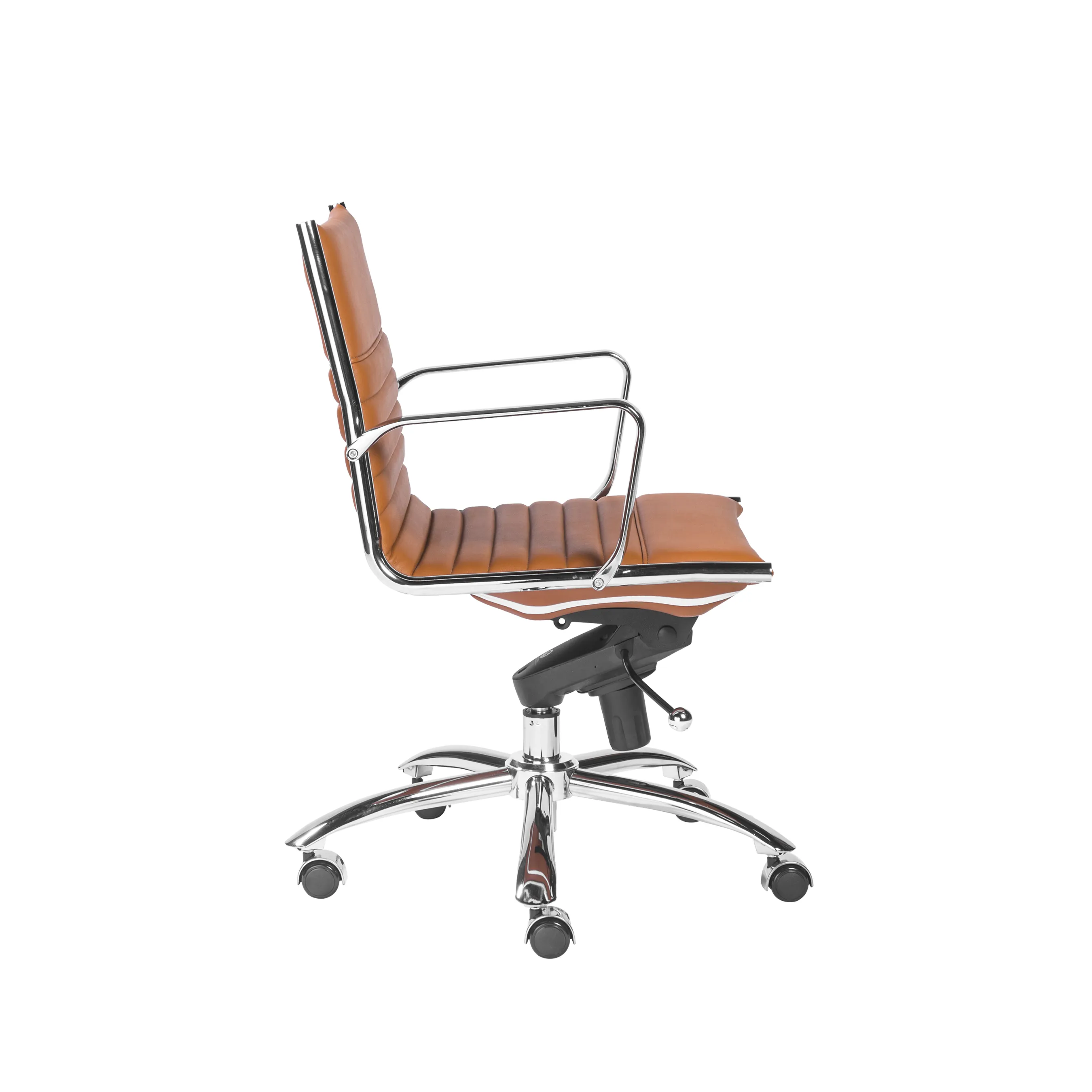 Dirk Low Back Office Chair in Cognac with Chrome Base