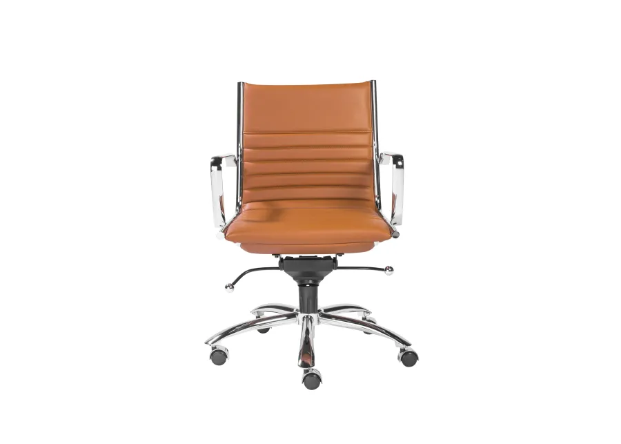 Dirk Low Back Office Chair in Cognac with Chrome Base