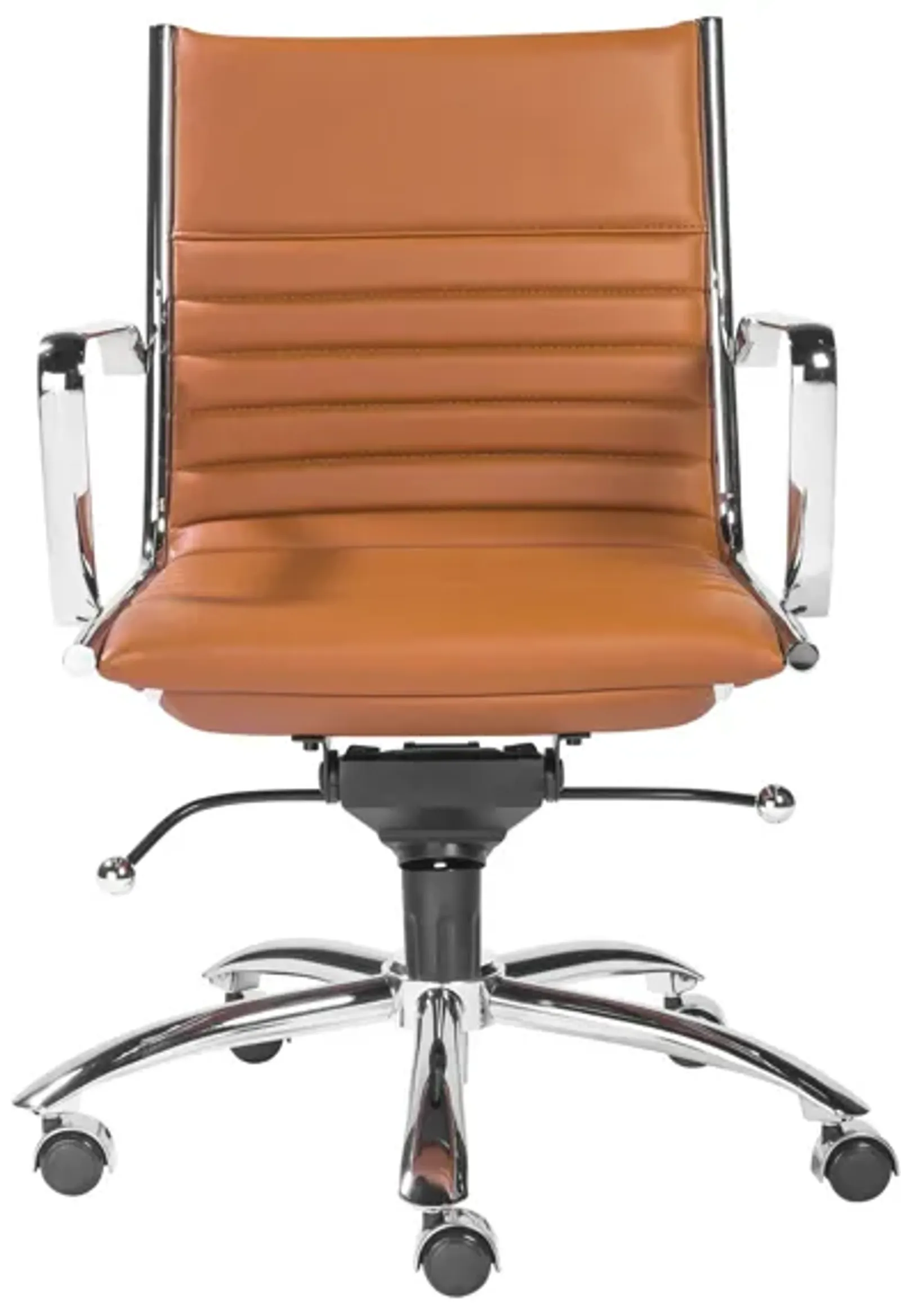 Dirk Low Back Office Chair in Cognac with Chrome Base