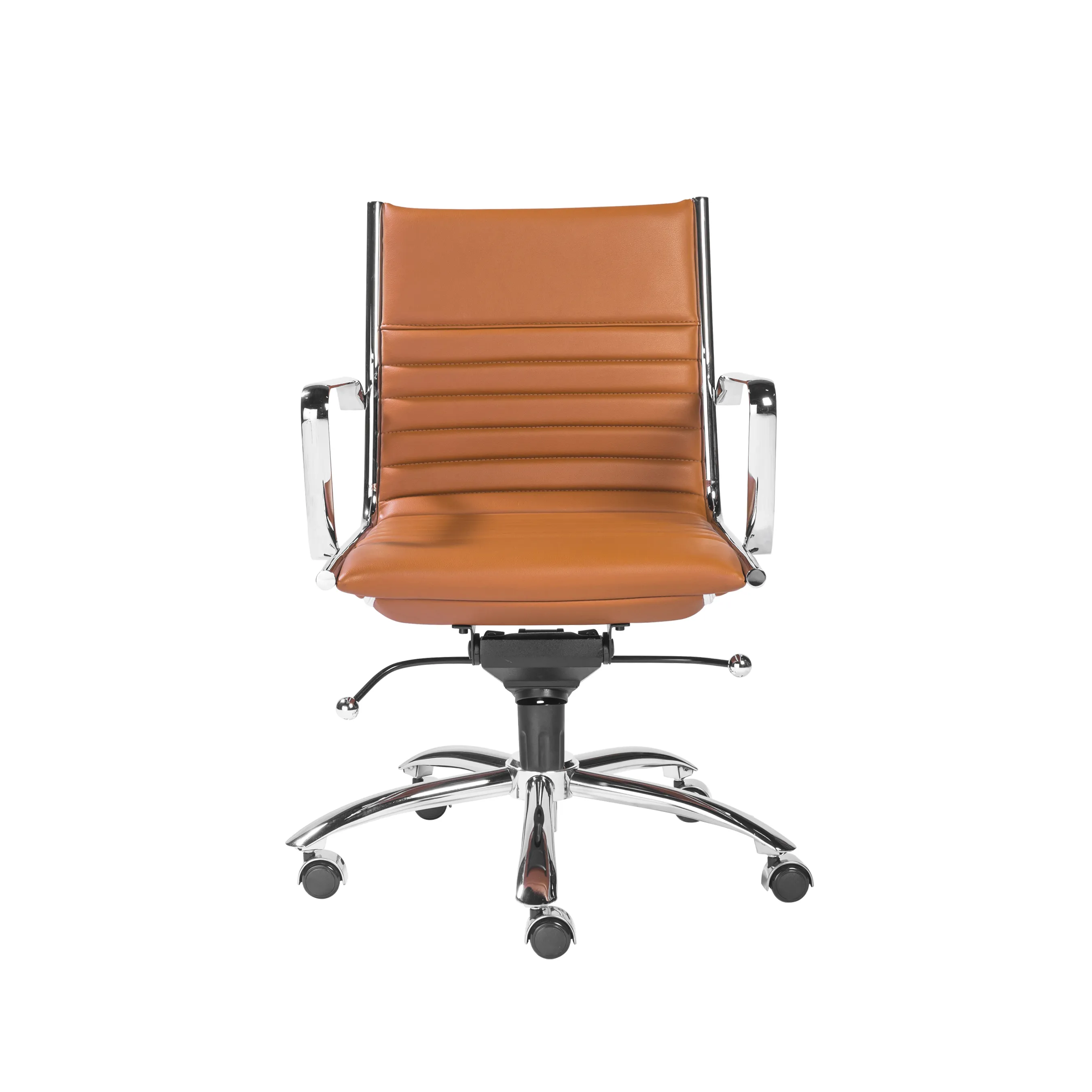 Dirk Low Back Office Chair in Cognac with Chrome Base