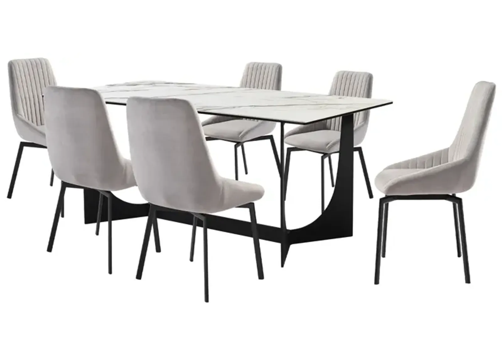 Esme Susie 7 Piece Dining Set with Gray Fabric Chairs