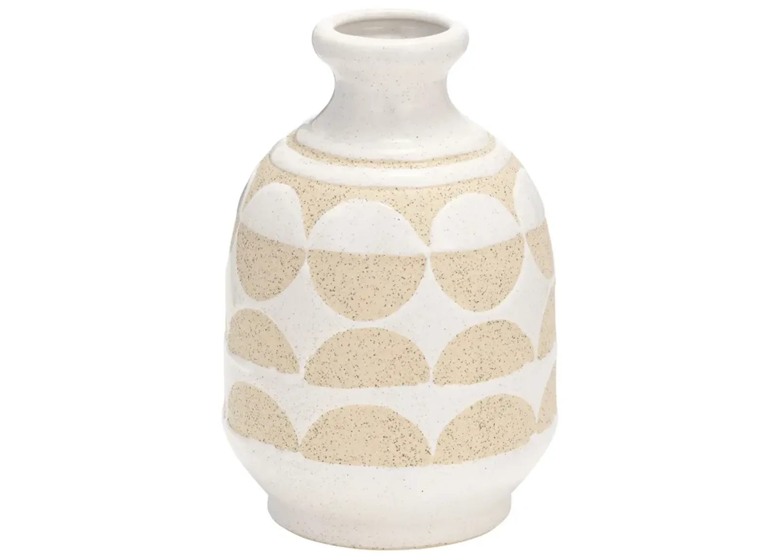 Cer, 10"h Half Circles Vase, Ivory