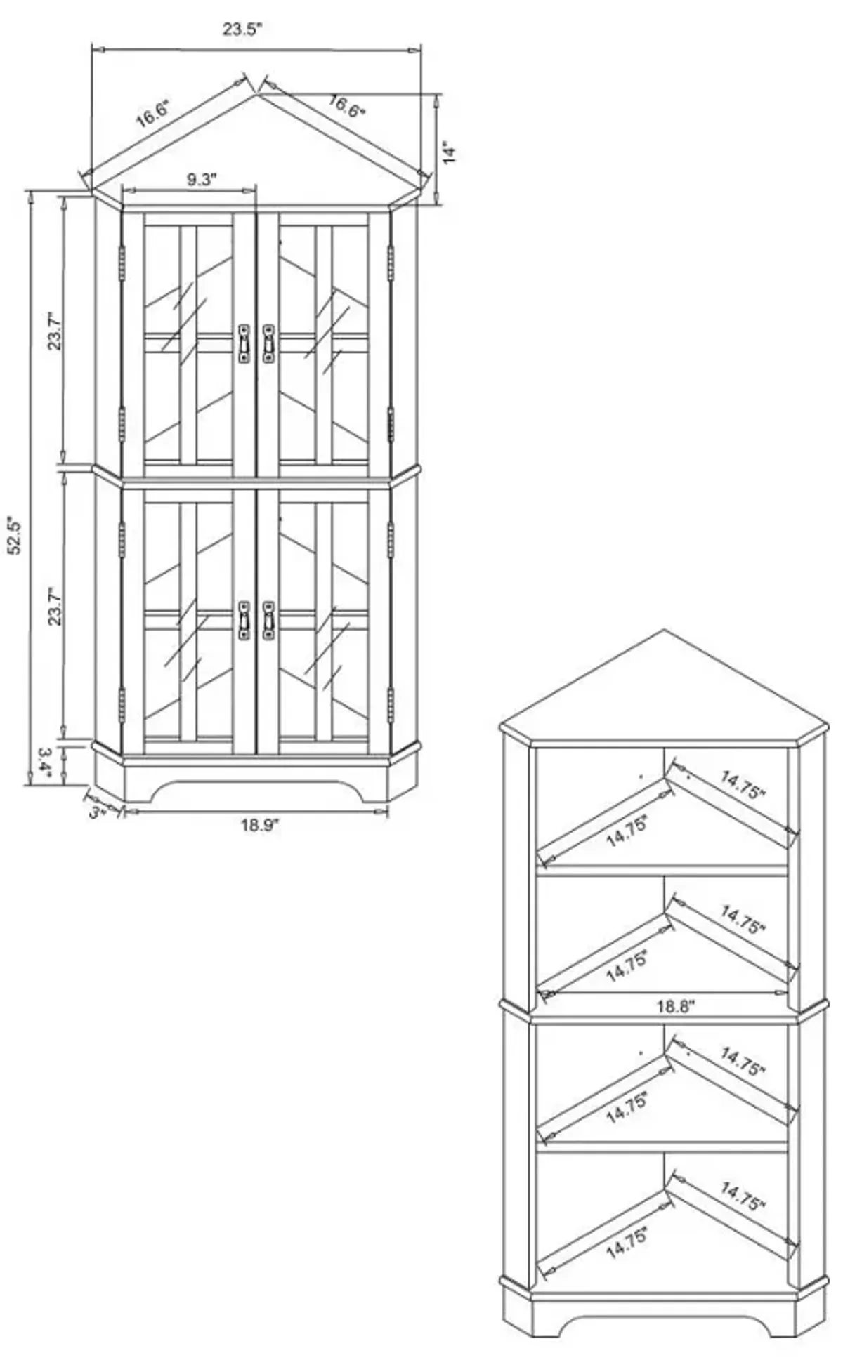 Coreosis 4-shelf Corner Curio Cabinet Golden Brown