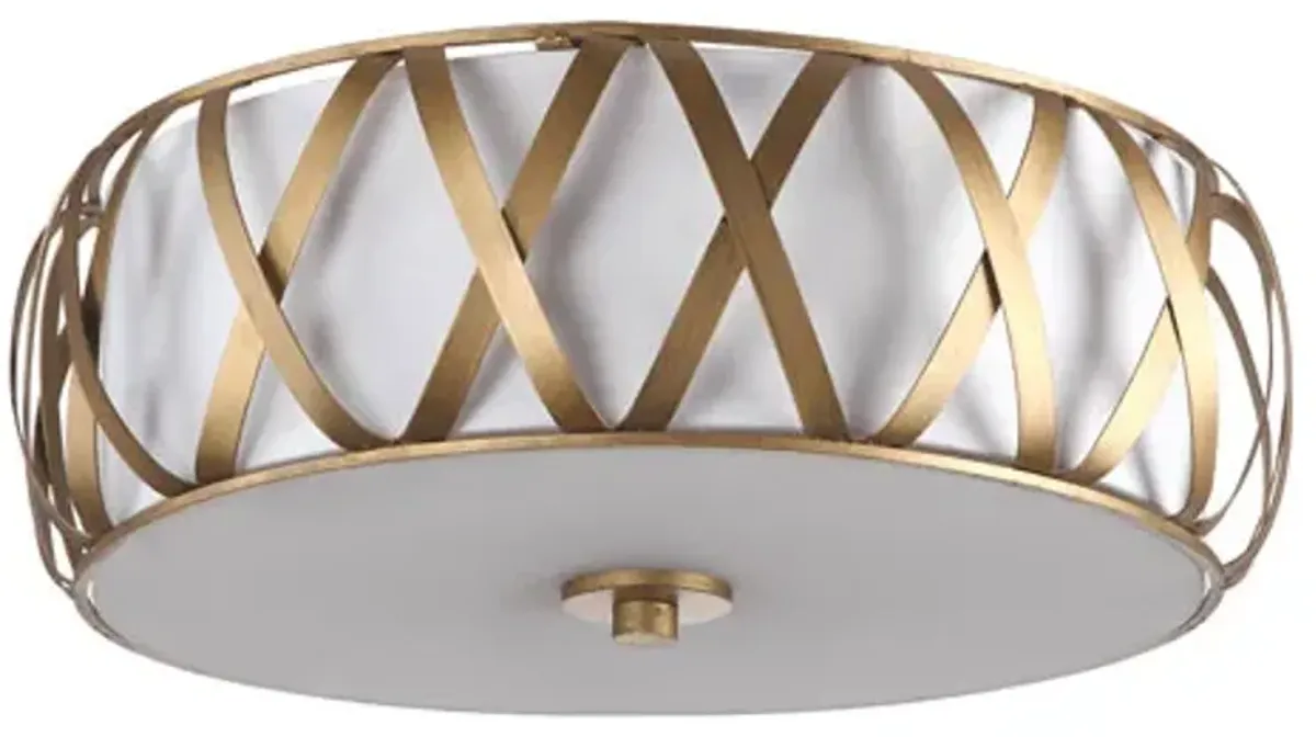 Charing 2-Light Antique Gold Cross Flush Mount