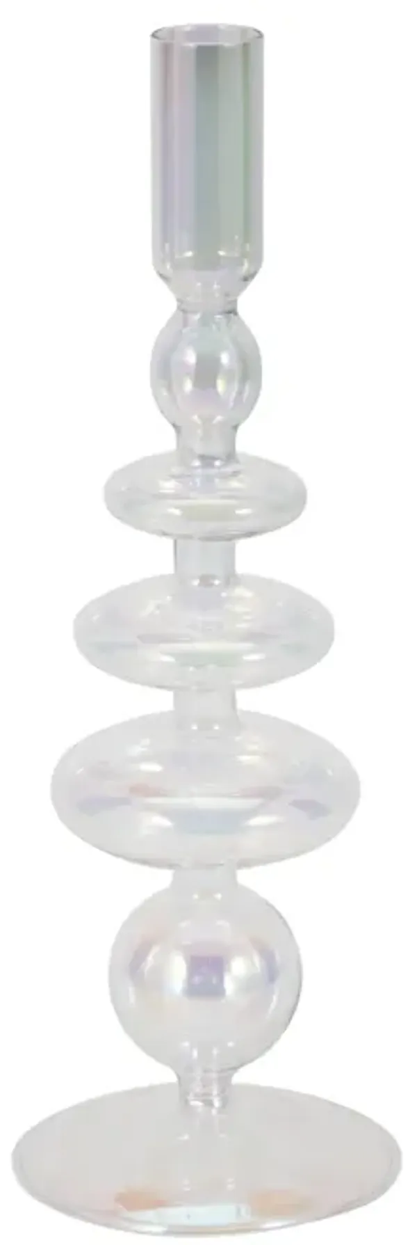 11" Vintage Glass Taper Candle Holder, Luster