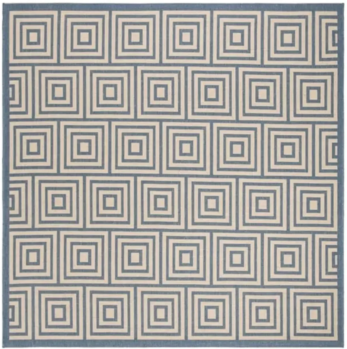 LINDEN 173 Collection LND173N-6SQ Cream / Blue 6'-7" X 6'-7" Square