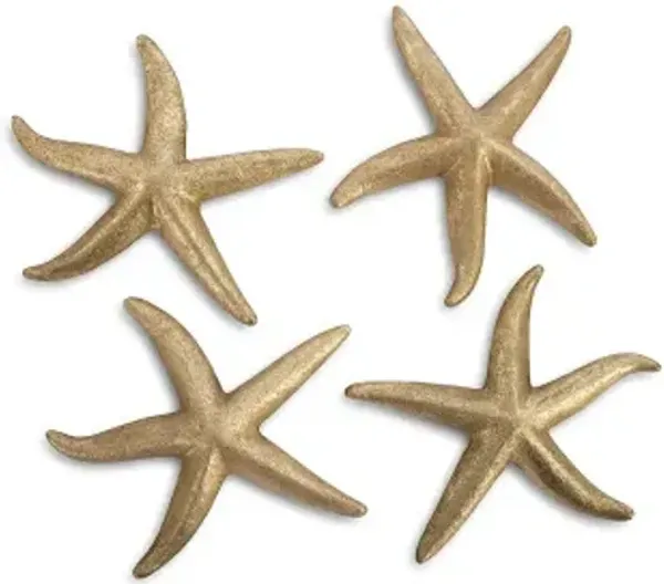 starfish, gold leaf, set of 4, md