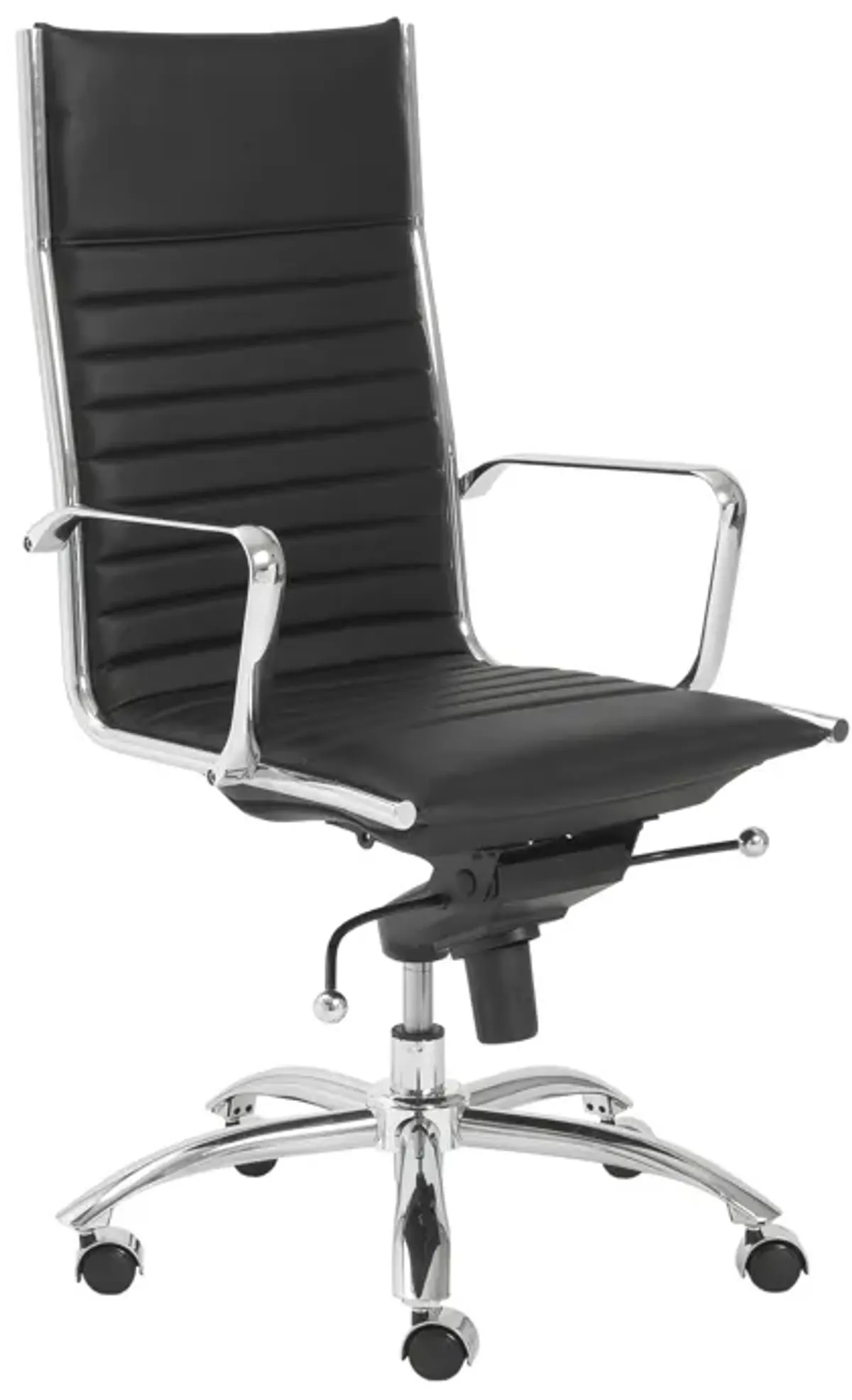 Dirk High Back Office Chair in Black with Chromed Steel Base