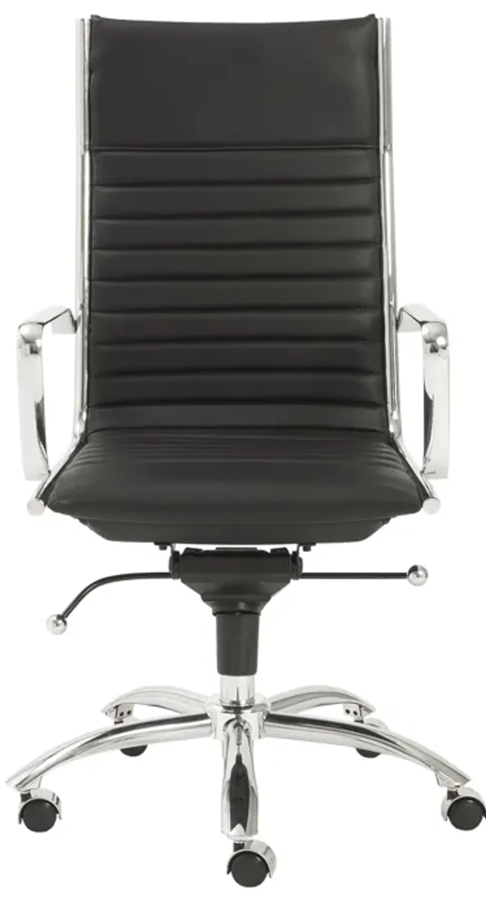 Dirk High Back Office Chair in Black with Chromed Steel Base