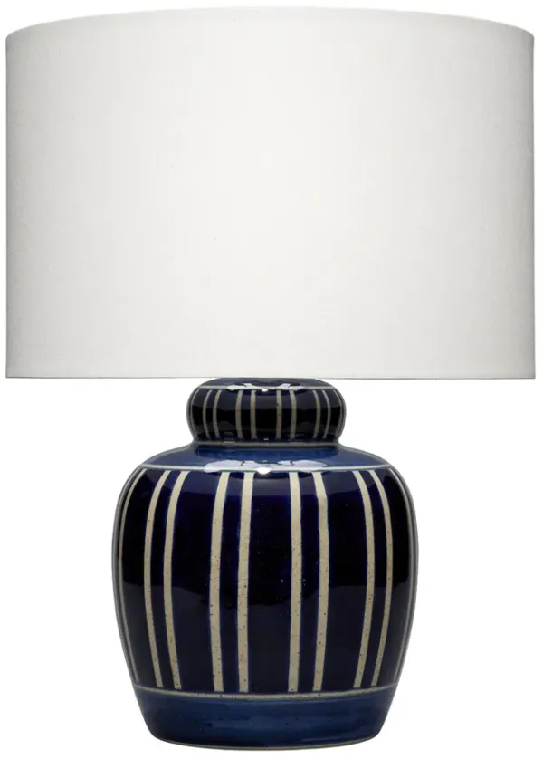 Arthur Ceramic Table Lamp with Linen Shade, Navy Blue