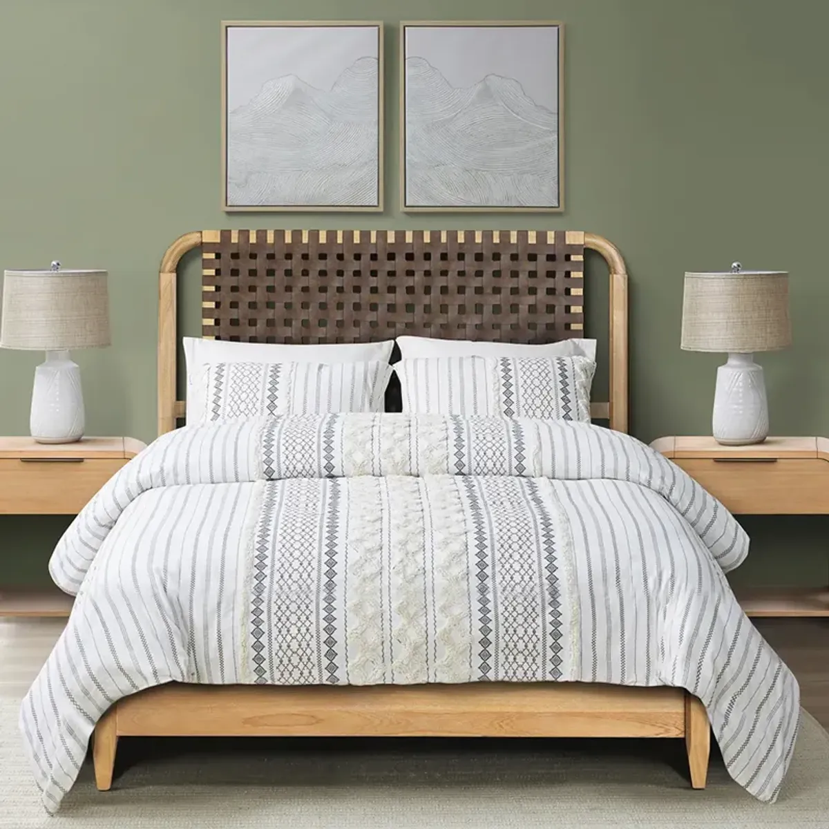 Jameson Woven Faux Leather Bed Queen