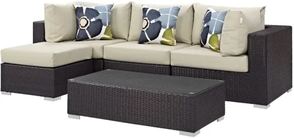 Convene 5 Piece Outdoor Patio Sectional Set