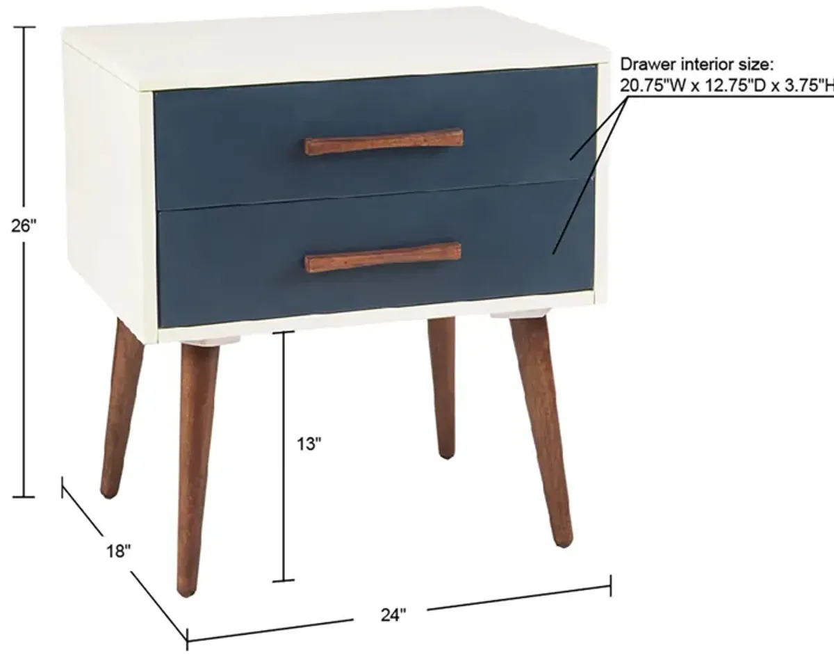 INK+IVY Jeremy Off-White/Navy Storage Nightstand