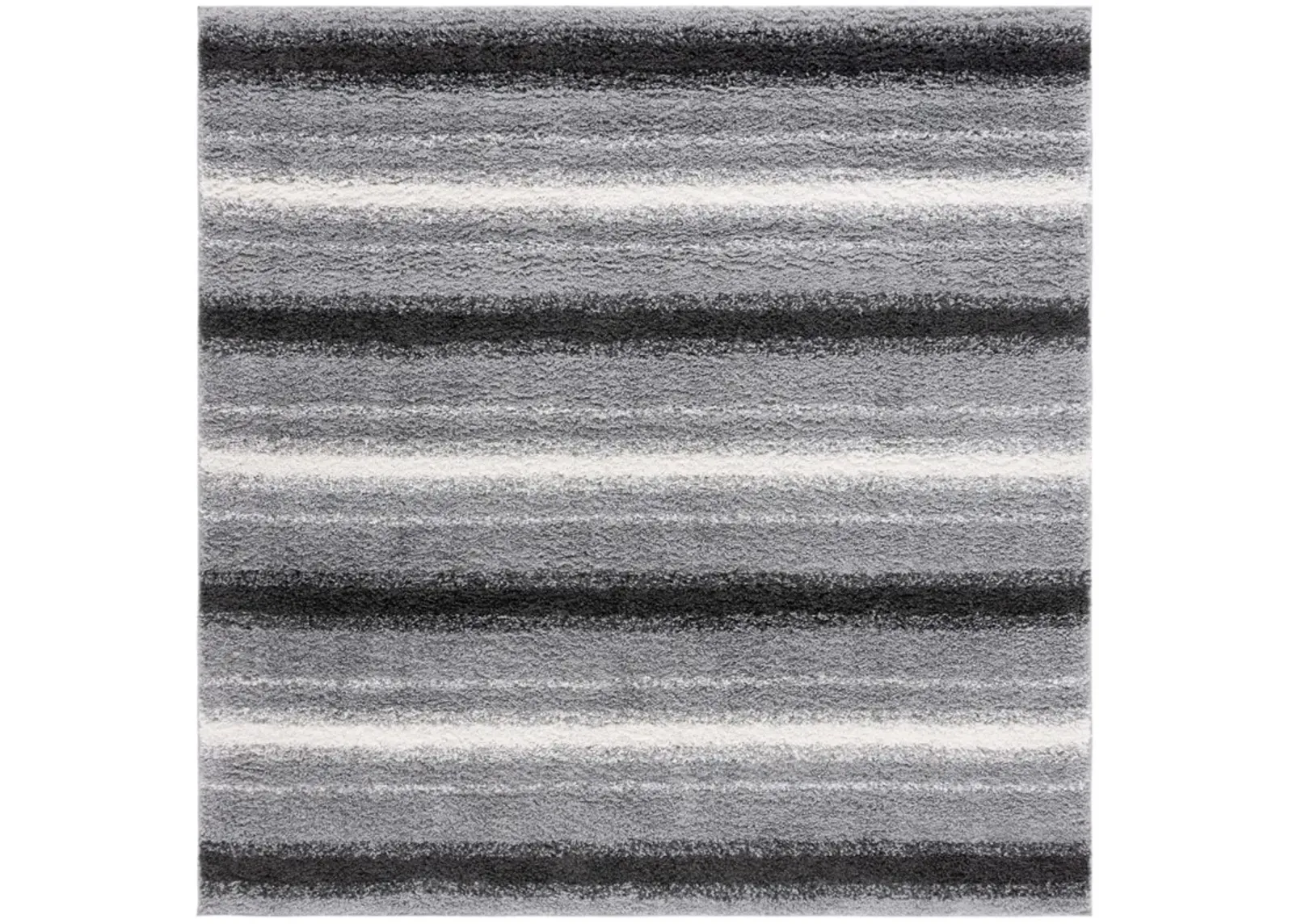 BORDER & STRIPE SHAG 252 Grey 6'-7' X 6'-7' Square Square Rug