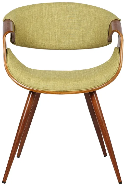 Butterfly Mid-Century Dining Chair in Walnut Finish and Green Fabric