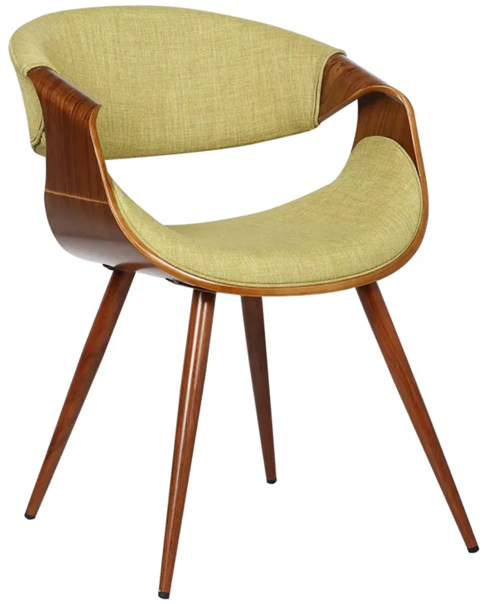 Butterfly Mid-Century Dining Chair in Walnut Finish and Green Fabric